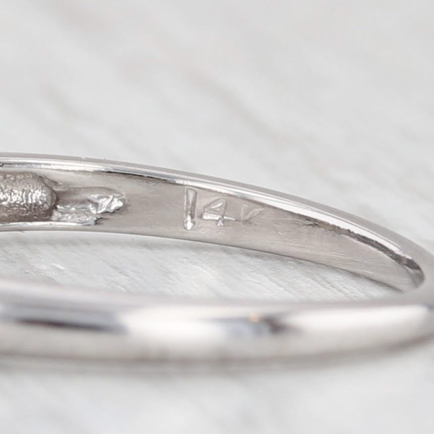 Light Gray Vintage Diamond Wedding Ring 14k White Gold Stackable Size 6