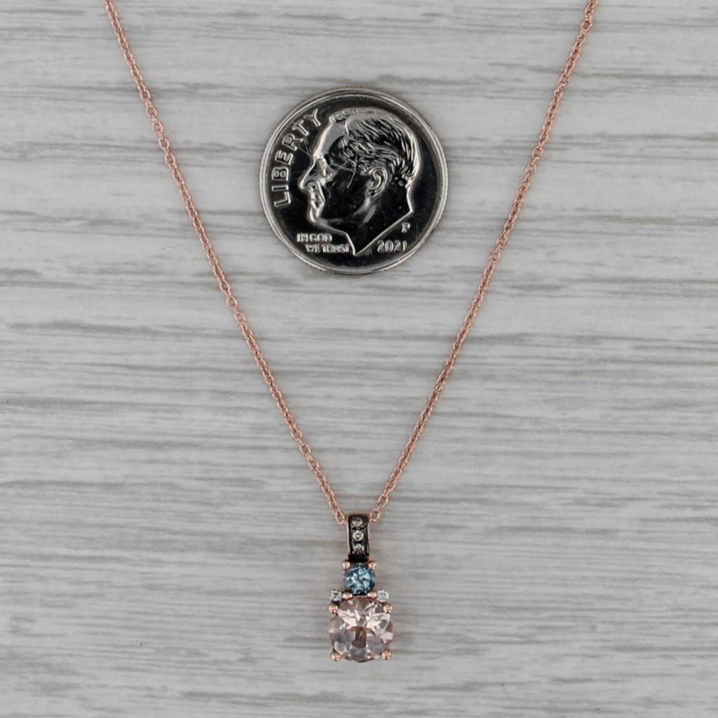 Le Vian 0.87ctw Morganite Aquamarine Diamond Pendant Necklace 14k Rose Gold