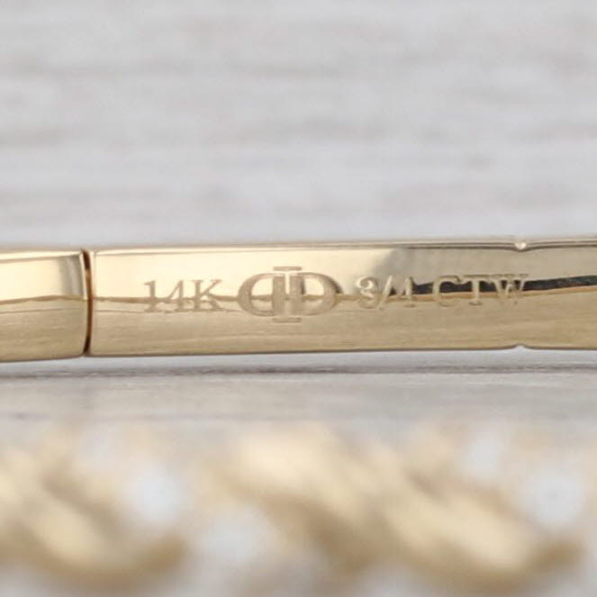New 0.75ctw Diamond Scalloped Flexible Bangle Bracelet 6.75" 14k Yellow Gold