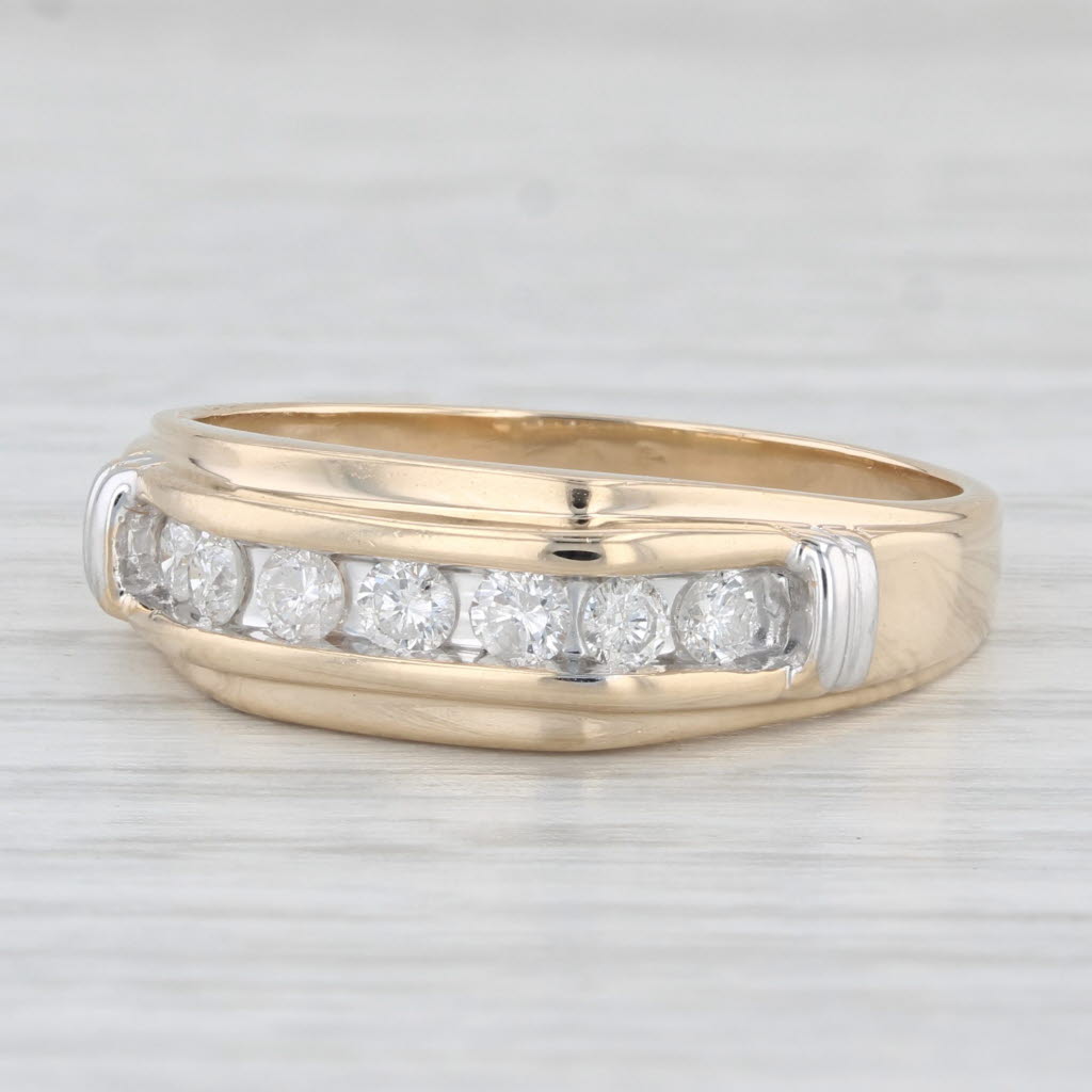 Light Gray 0.35ctw Diamond Men's Wedding Band 14k Yellow Gold Size 11 Ring