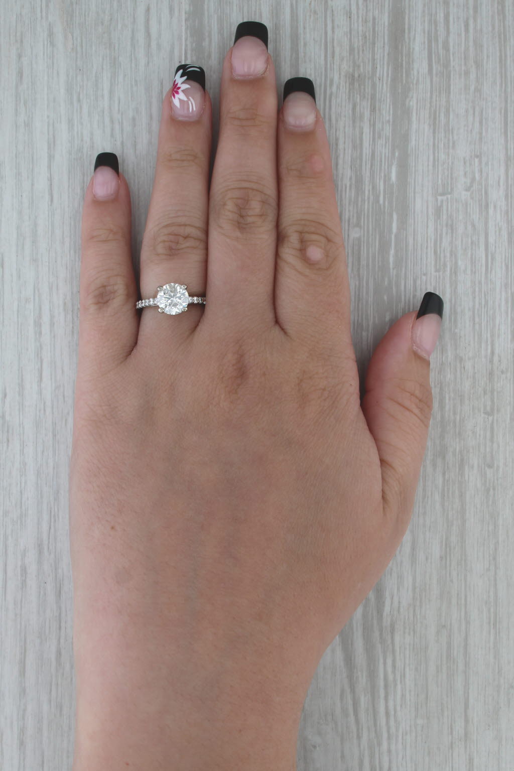 2.50ctw Round Diamond Engagement Ring 14k White Gold Size 6.5 Cathedral Band