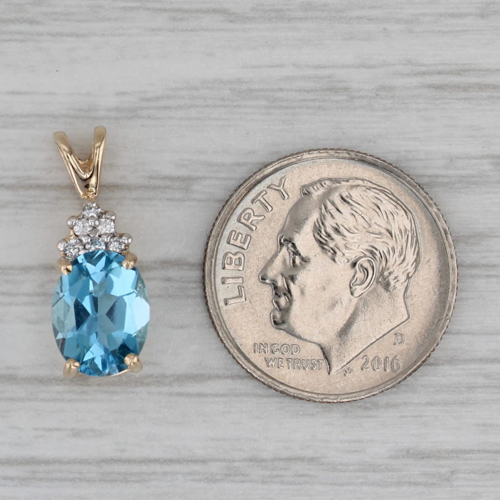 Gray 1.92ctw Blue Topaz Diamond Pendant 14k Yellow Gold