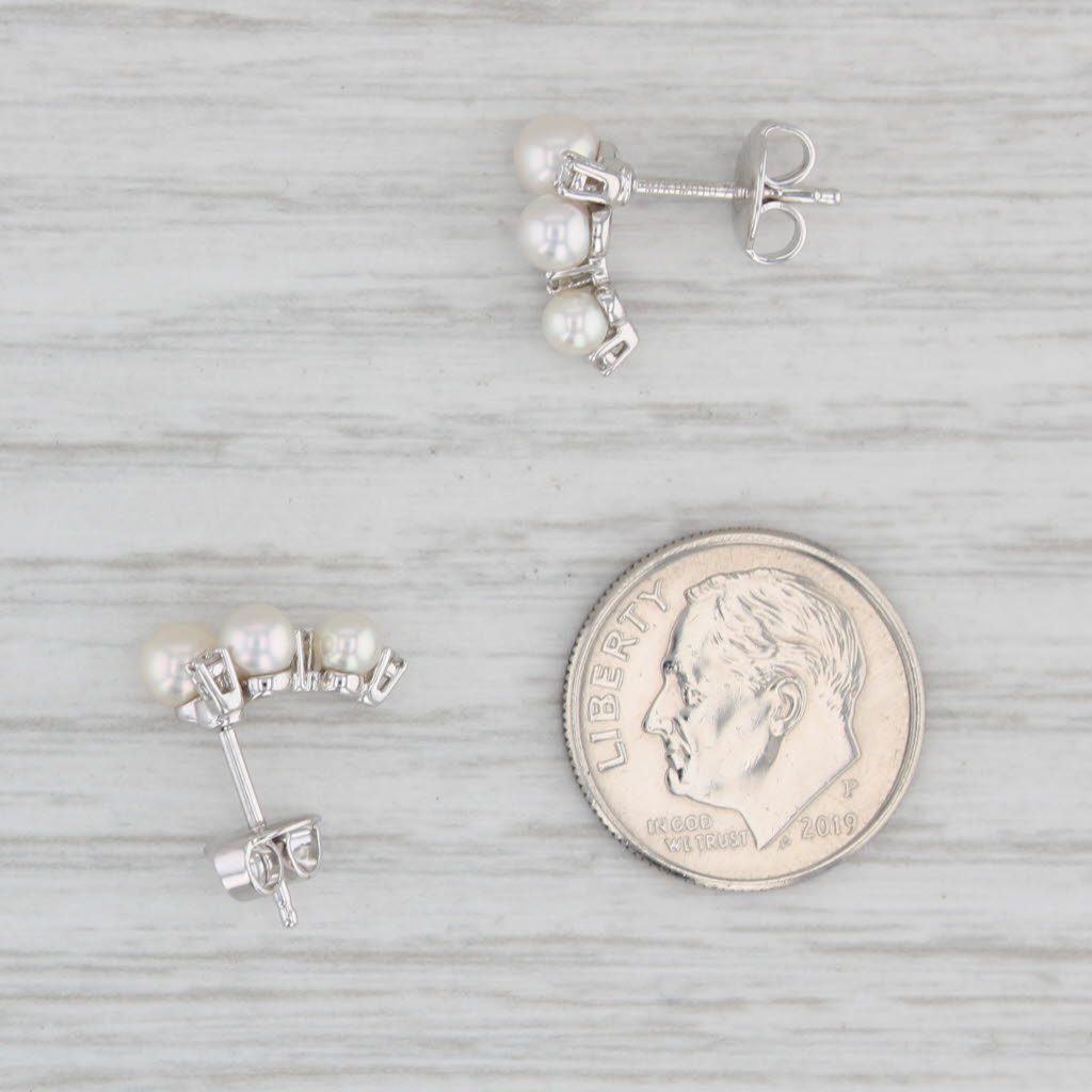Light Gray Mikimoto Bubbles Cultured Akoya Pearl Diamond Earrings 14k White Gold Drops