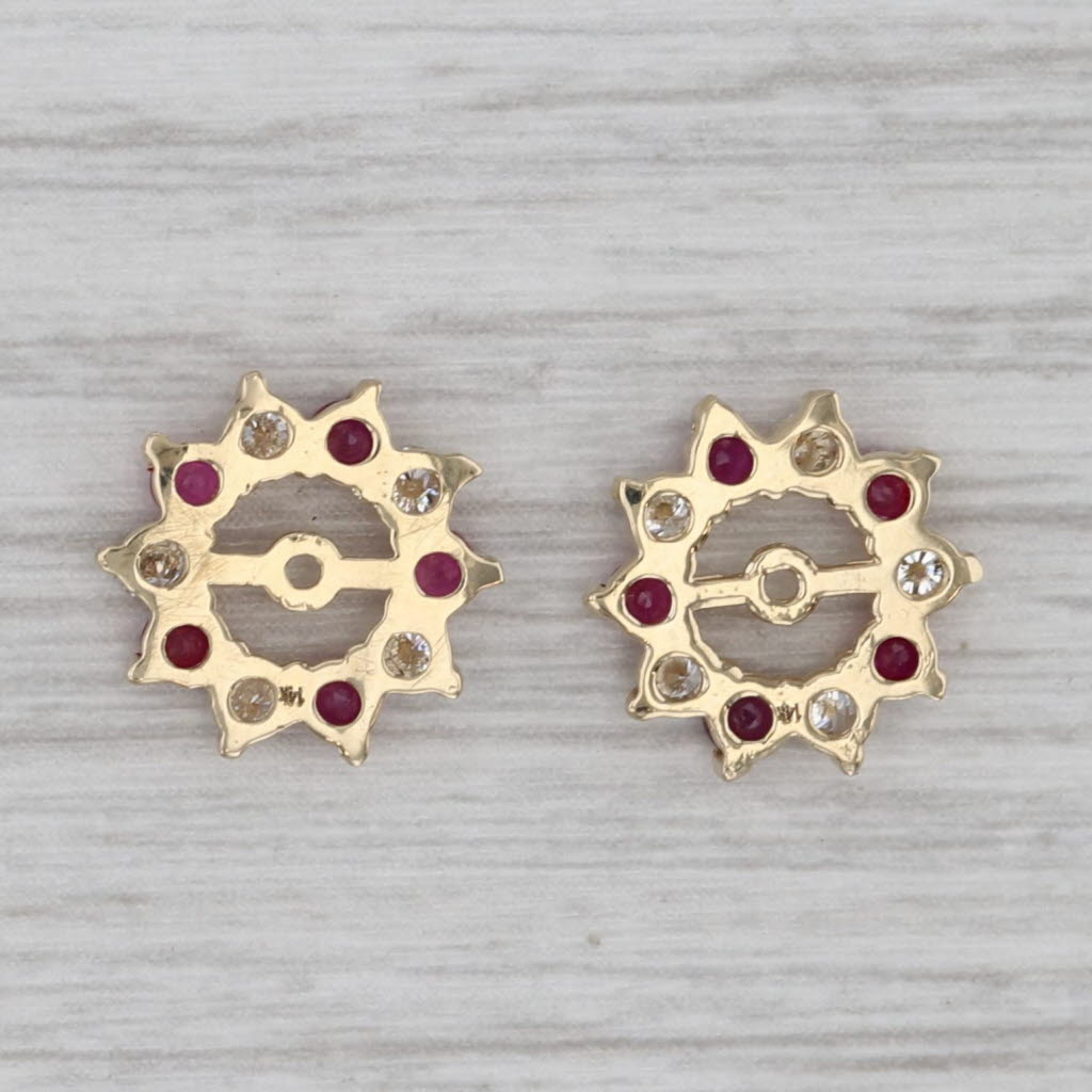 Gray 0.60ctw Ruby Diamond Earring Enhancers 14k Yellow Gold For Stud Earrings