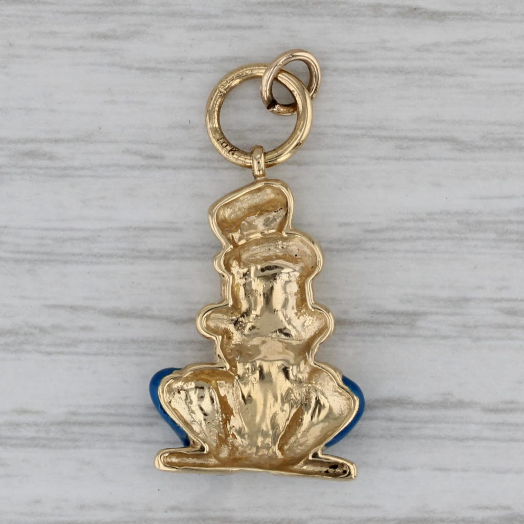 Gray Tuxedo Clad Monkey Pendant 18k 10k Yellow Gold Enamel Charm
