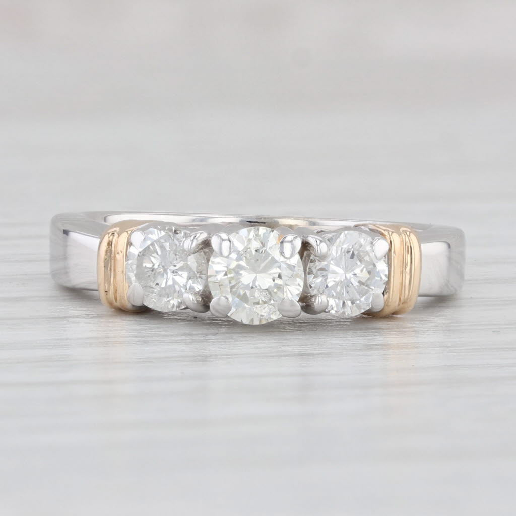 Light Gray 0.89ctw Round Diamond 3-Stone Engagement Ring 14k Gold Size 6.5
