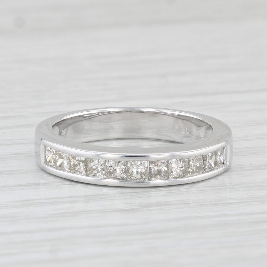 Light Gray 0.75ctw Diamond Wedding Band 10k White Gold Size 7 Ring Stackable Anniversary
