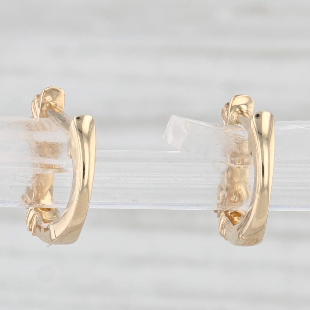 Light Gray New Opal Hoop Earrings 14k Yellow Gold Small Huggie Hoops