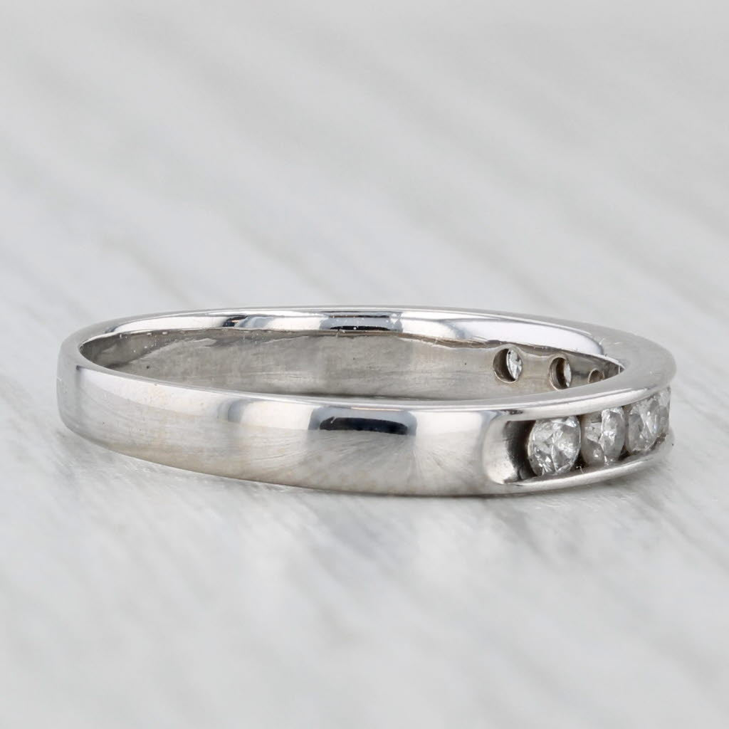 Light Gray 0.50ctw Diamond Wedding Band 14k White Gold Size 7.5 Stackable Anniversary Ring