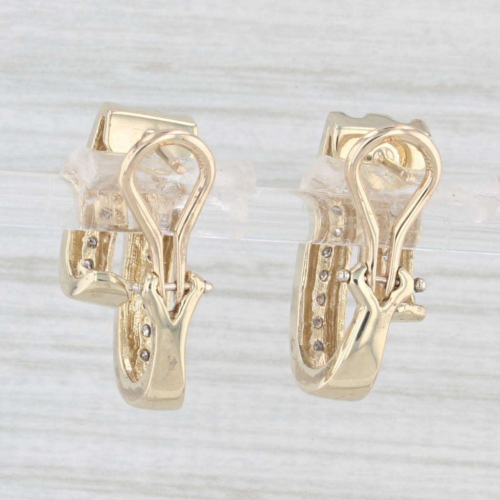 Light Gray 0.16ctw Diamond J-Hook Earrings 10k Yellow Gold Omega Backs