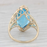 7.70ctw Marquise Blue Topaz Sapphire Ring 14k Yellow Gold Size 8 Bypass
