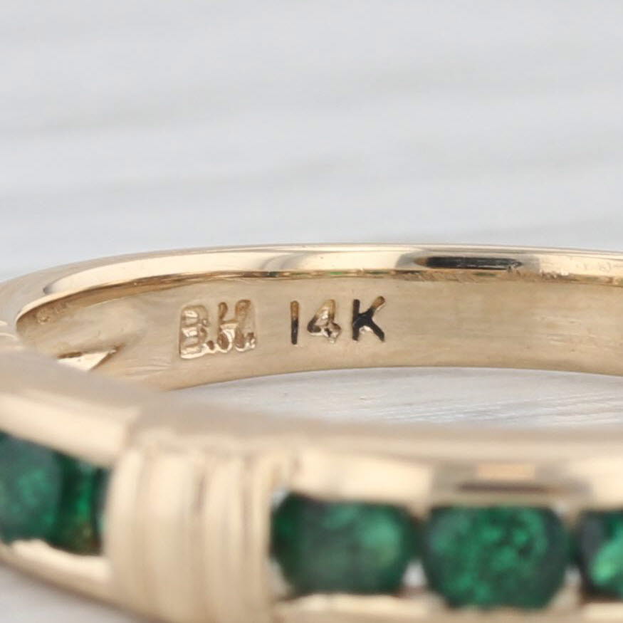 Light Gray 0.60ctw Emerald Band 14k Yellow Gold Size 7 Wedding Stackable Ring
