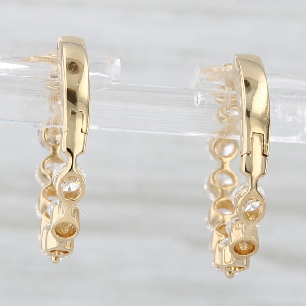Light Gray New 1.52ctw Diamond Inside Out Hoop Earrings 18k Yellow Gold Hinged Snap Top