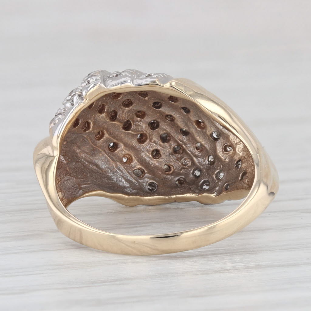 Light Gray 0.47ctw Scalloped Diamond Ring 10k Yellow White Gold Size 7.25