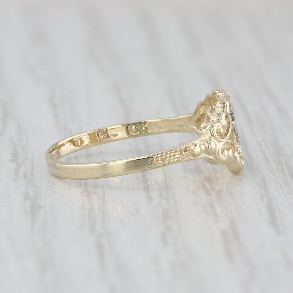 Ornate Cross Ring 10k Yellow White Gold Size 7.5