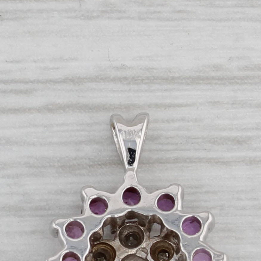 Gray 0.40ctw Ruby Diamond Halo Pendant 10k White Gold Small Drop