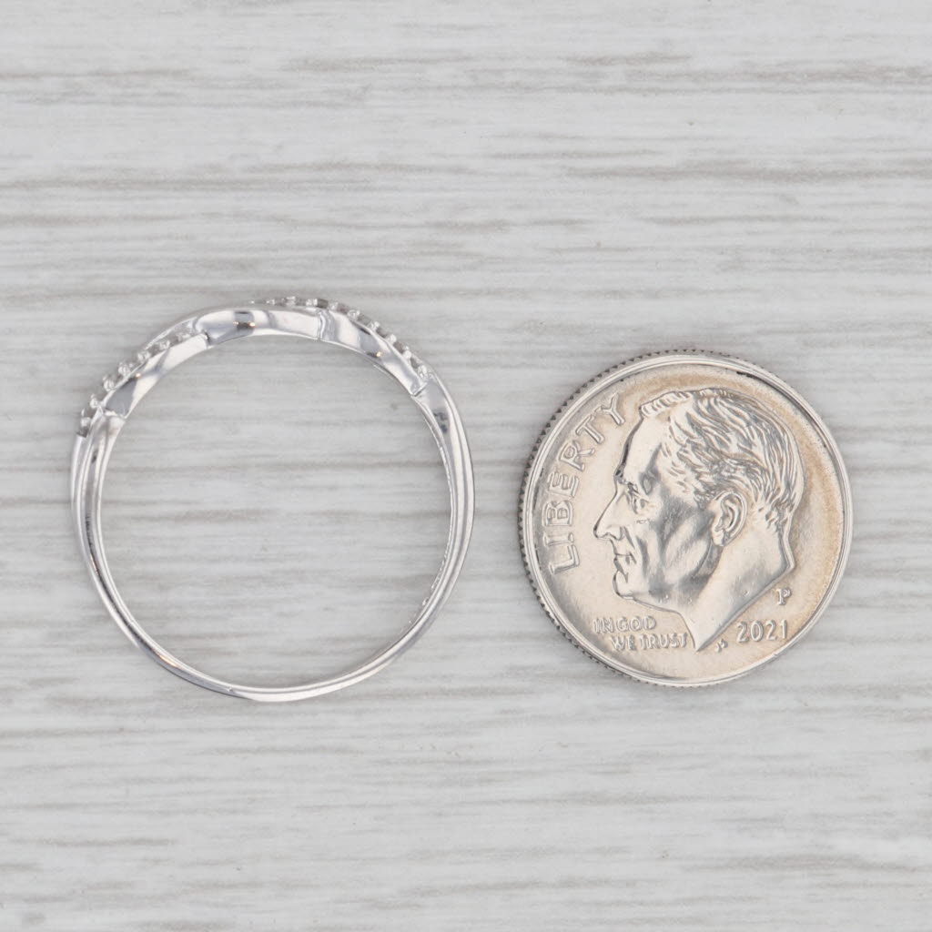 Gray Woven Diamond Ring 10k White Gold Size 8.5 Band Wedding Anniversary Stackable