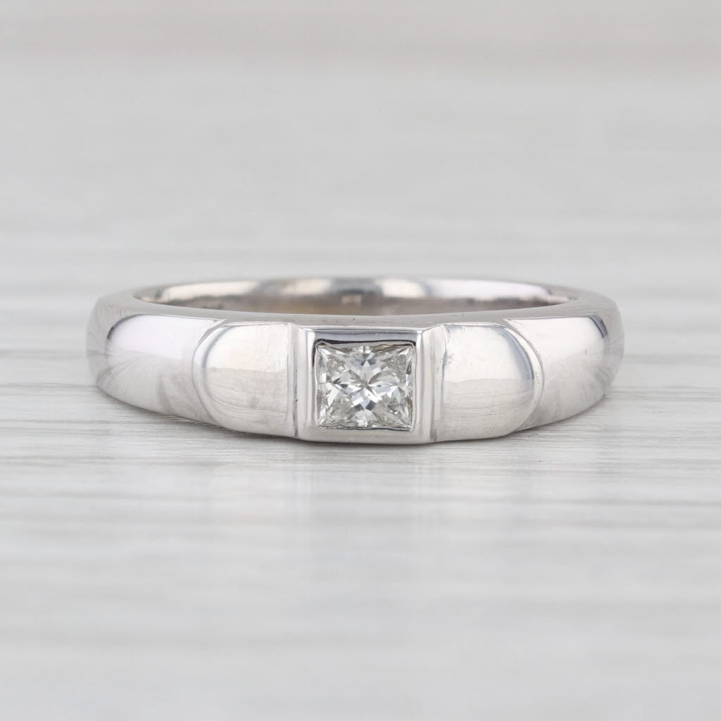 0.20ctw Princess Solitaire Wedding Band Stackable Ring Size 6.5 18k White Gold