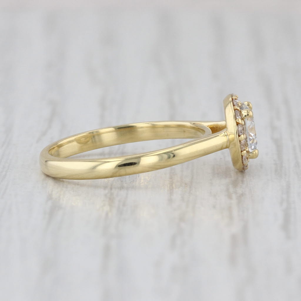 IGI 0.87ctw Lab Grown Round Diamond Halo Ring 18k Yellow Gold Size 5.5