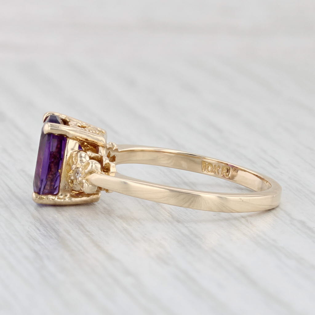 Light Gray 2.57ctw Oval Amethyst Diamond Ring 10k Yellow Gold Size 9