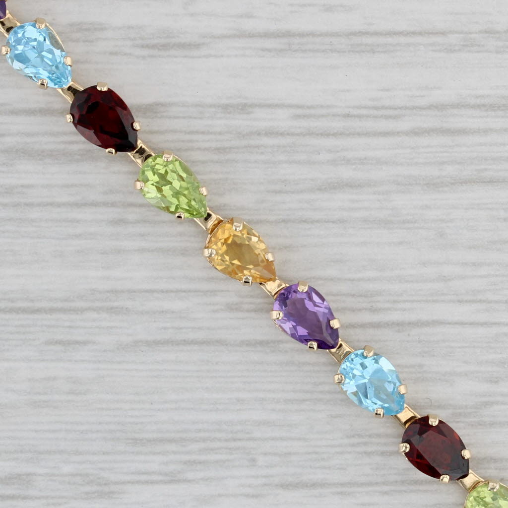Gray 11.67ctw Gemstone Tennis Bracelet 14k Gold 7.5" Garnet Topaz Peridot Amethyst