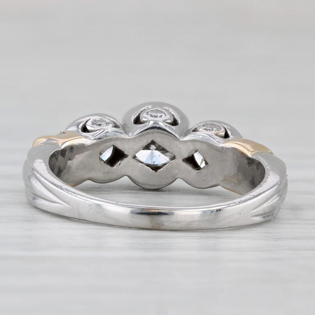 Gray 0.82ctw Diamond 3-Stone Engagement Ring 14k White Yellow Gold Size 5.5