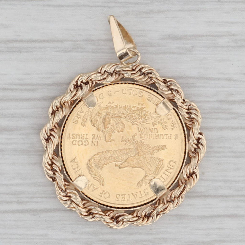 Authentic 1987 1/10oz American Eagle Liberty 5 Dollar Coin Pendant 14k 22k Gold