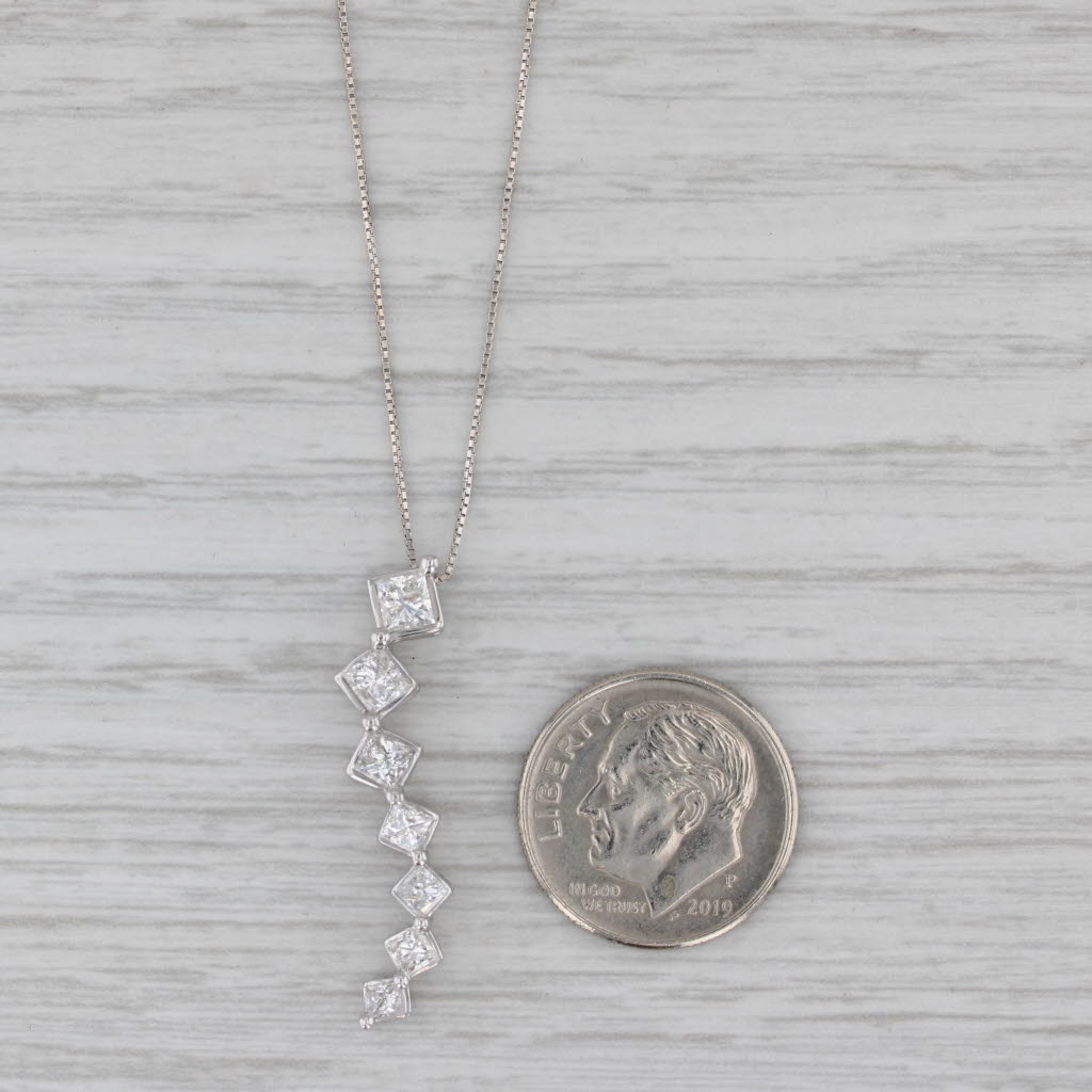 Gray 0.71ctw Diamond Journey Pendant Necklace 14k White Gold 19.5" Box Chain