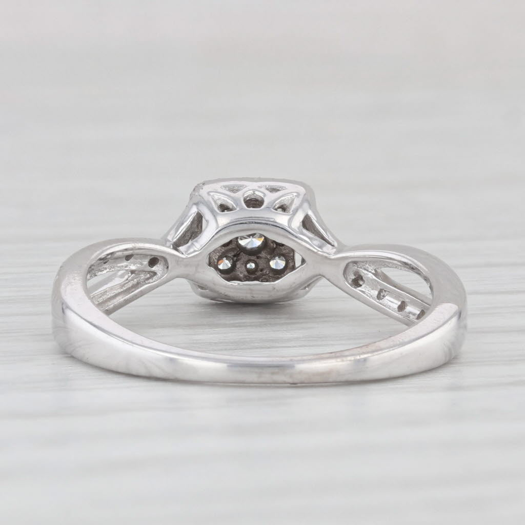 Light Gray 0.15ctw Diamond Halo Engagement Ring 10k White Gold Size 6.5