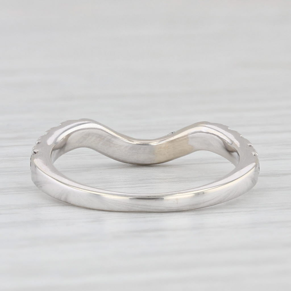 Light Gray 0.52ctw Diamond Contoured Wedding Band 14k White Gold Size 6.25 Stackable Guard