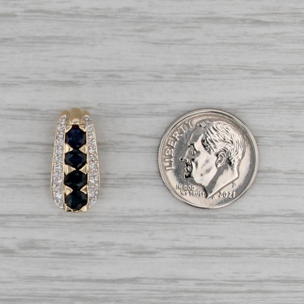 1.12ctw Blue Sapphire Diamond Journey Pendant 14k Yellow Gold Small Drop