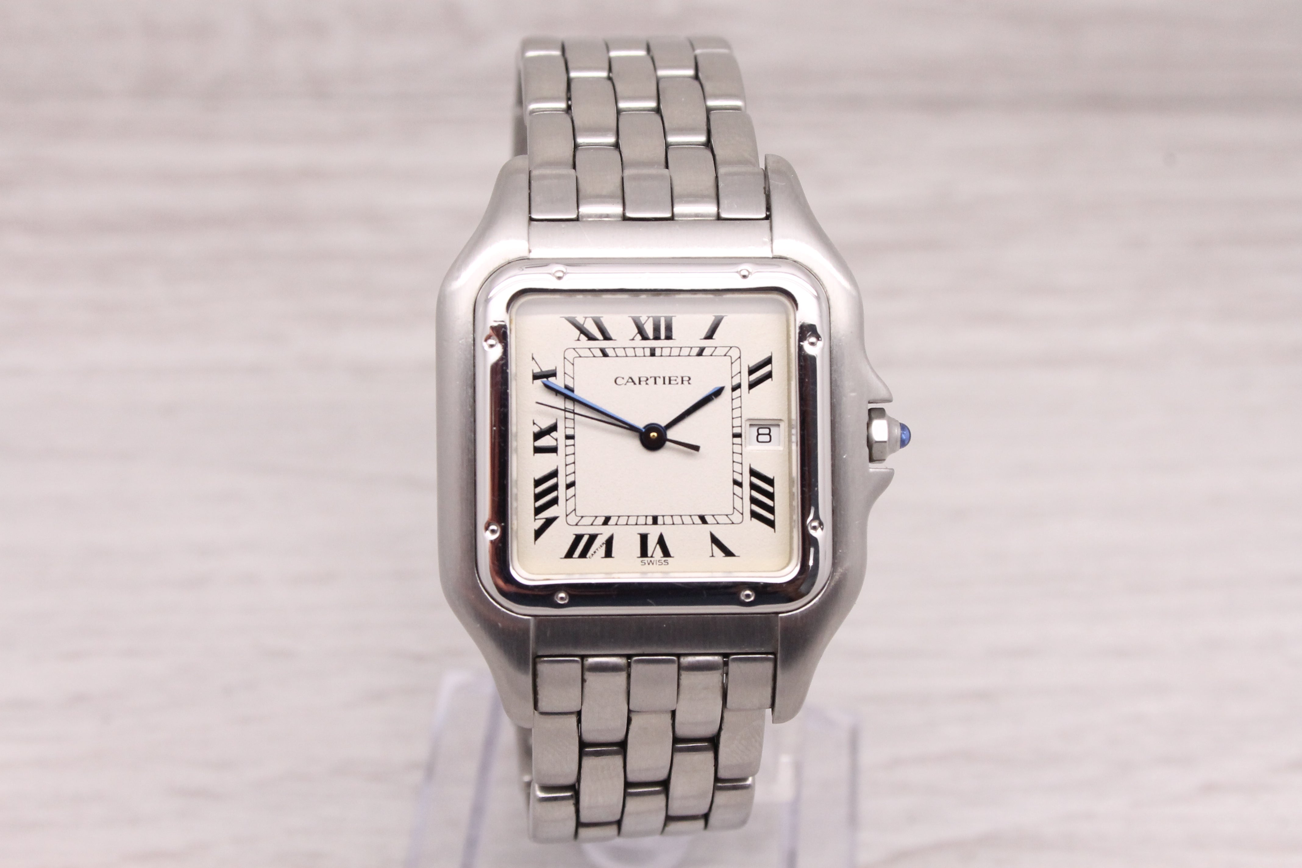Light Gray Cartier Panthere 29mm Stainless Steel Quartz Watch ref.1300 Swiss Made Roman