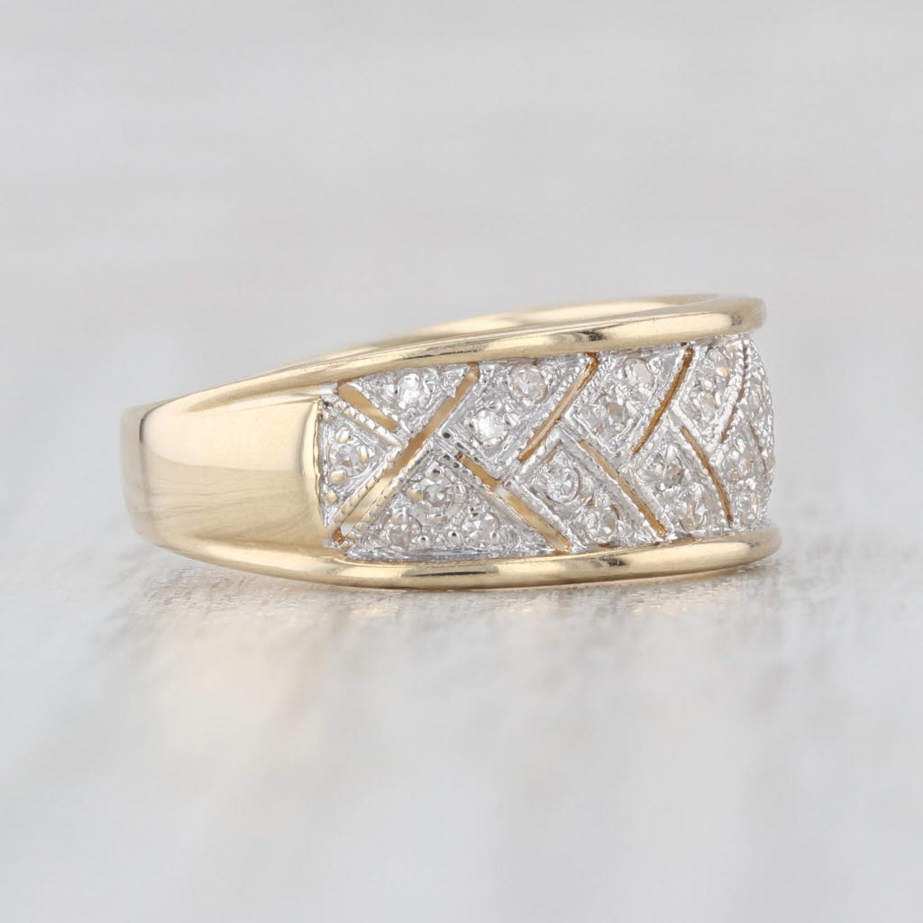 0.15ctw Diamond Herringbone Pattern Ring 14k Yellow Gold Size 6-6.25