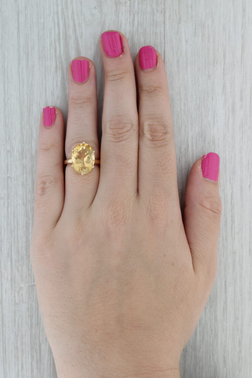 Dark Gray 8.75ct Oval Citrine Solitaire Ring 10k Yellow Gold Size 6.75