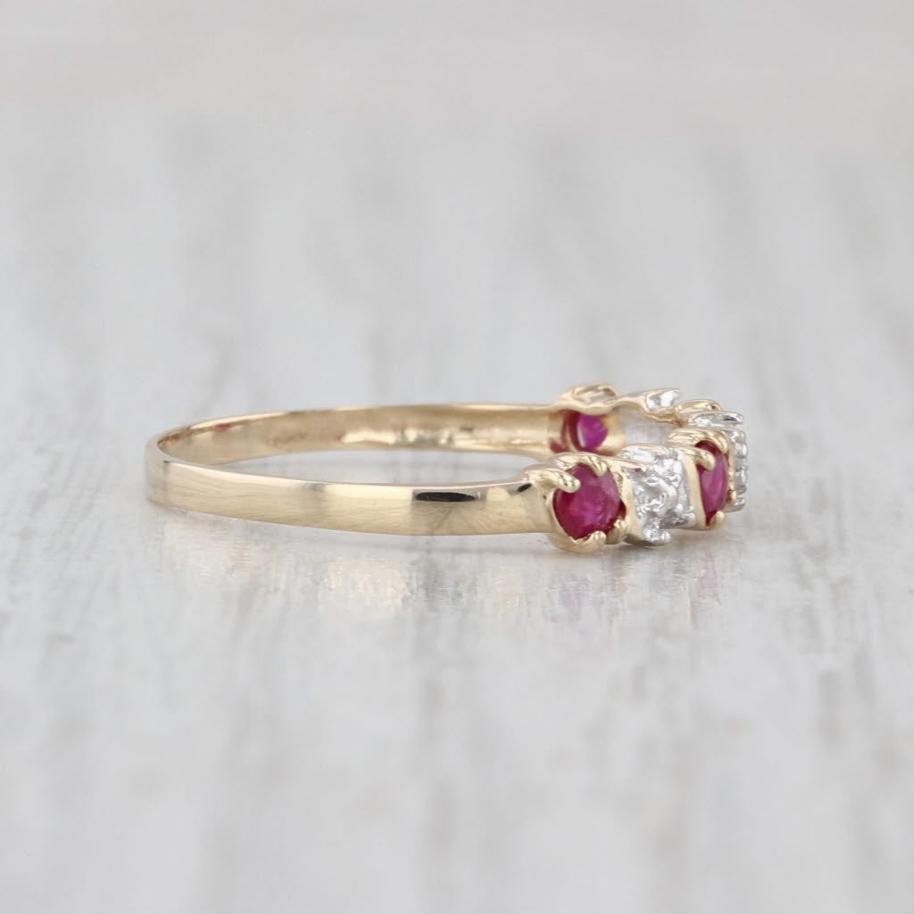 0.25ctw Ruby Diamond Stackable Ring 10k Yellow Gold Size 7