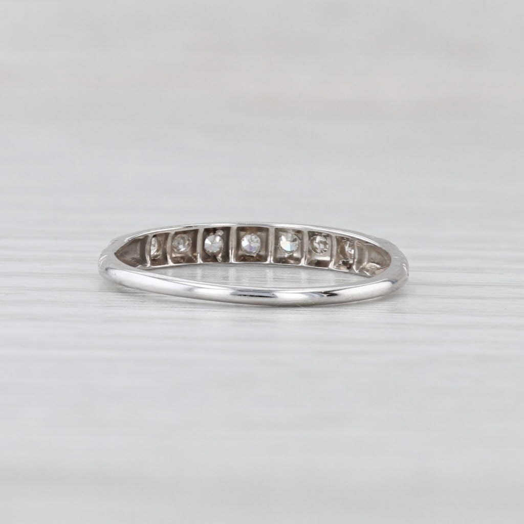 Art Deco 0.10ctw Diamond Wedding Band Stackable Ring 18k White Gold Size 7