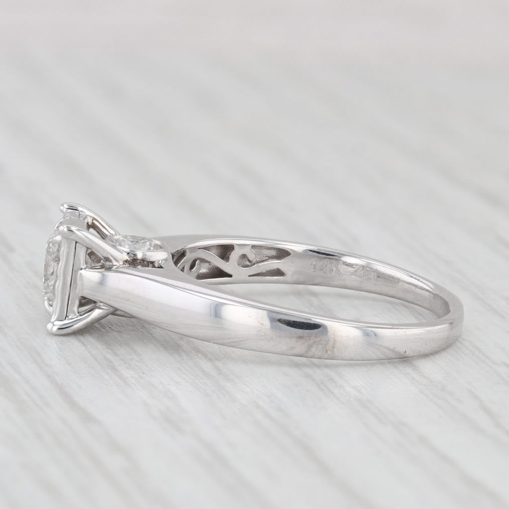 Light Gray 0.85ctw Princess Diamond Engagement Ring 14k White Gold Size 8.5 Cathedral Band