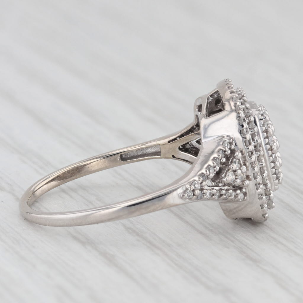 Light Gray 0.33ctw Diamond Cluster Halo Engagement Ring 10k White Gold Size 7.5