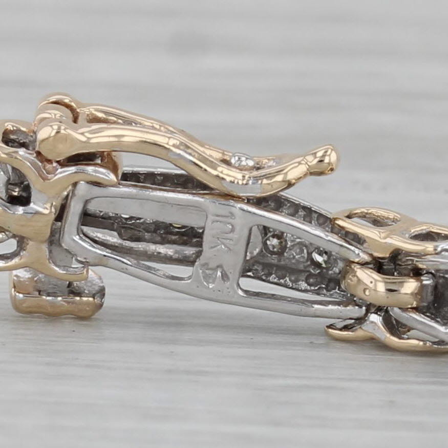 Gray 0.20ctw Diamond Bar X Link Bracelet 10k White Yellow Gold 7.25"