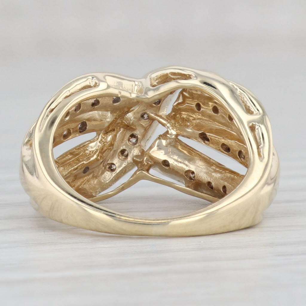 Light Gray 0.39ctw Diamond Knot Ring 10k Yellow Gold Size 5.75 Cocktail