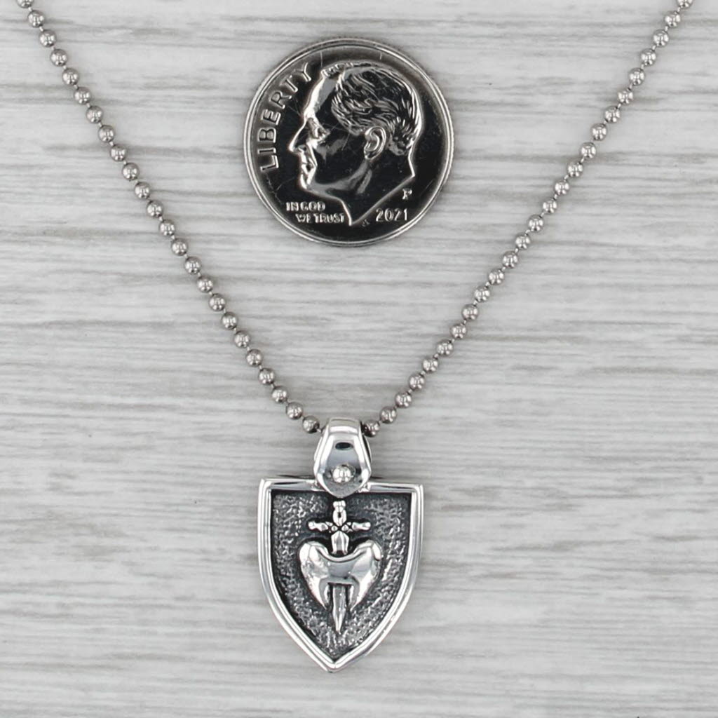 Sword Through Heart Pendant Necklace Sterling Silver 18" Bead Chain
