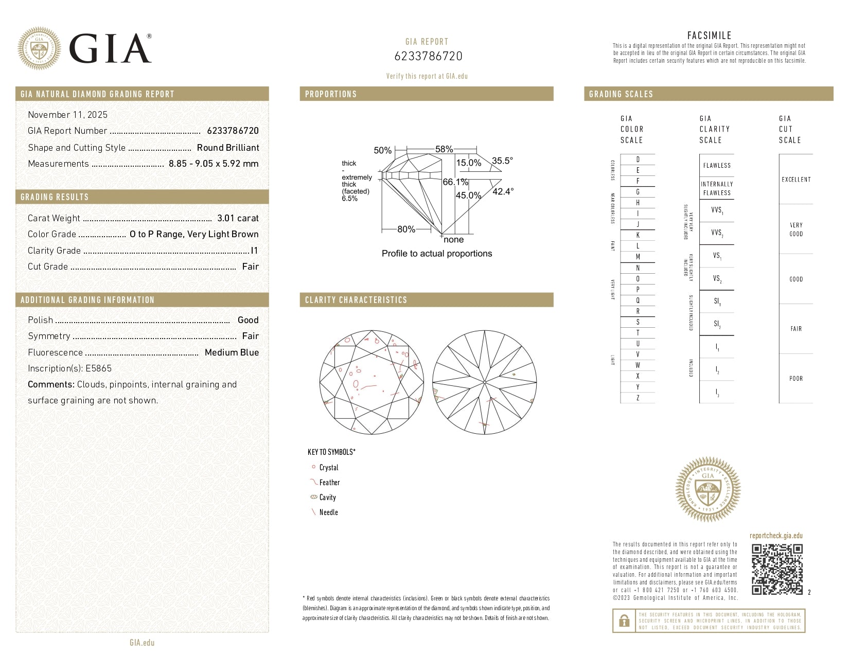 New 3.01ct Diamond Solitaire Necklace 14k Gold Cable Chain 16" 17" 18" GIA