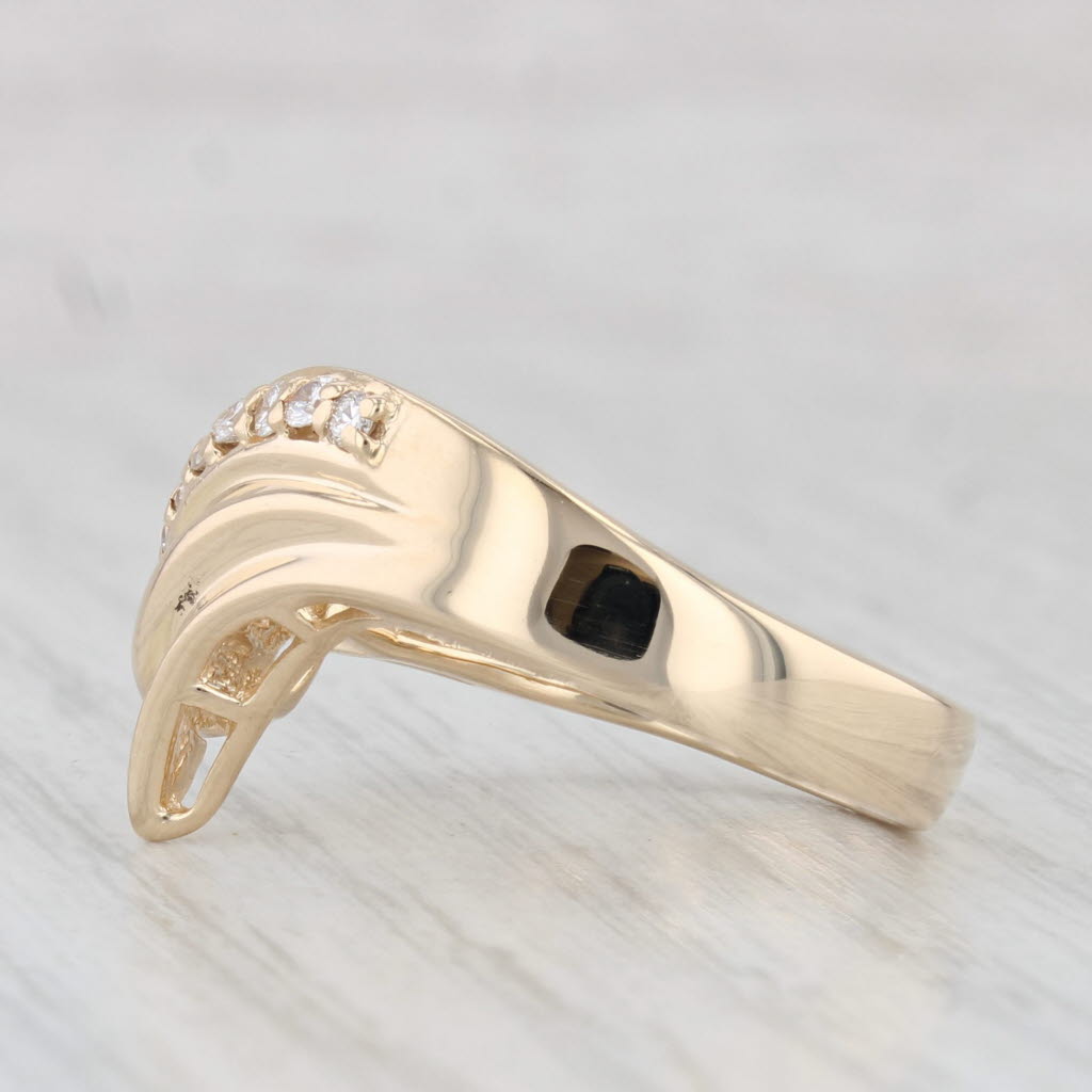 Light Gray 0.15ctw Diamond Bypass Ring 14k Yellow Gold Size 6.75