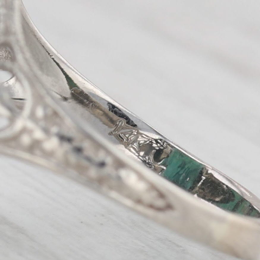 Gray Ostby Barton Vintage Green Tourmaline Filigree Ring 14k White Gold Size 6