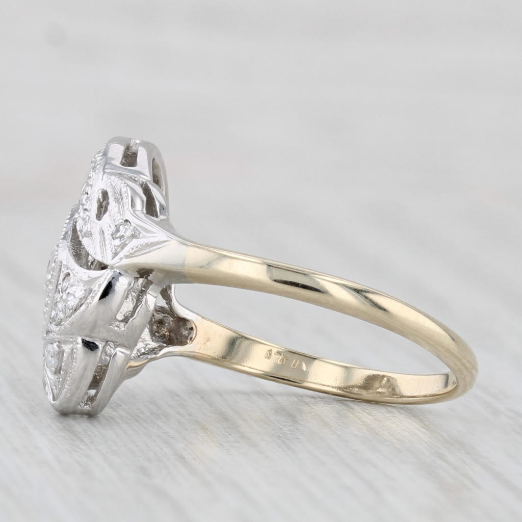 Light Gray Vintage 0.24ctw Diamond Ring 14k White Yellow Gold Size 7.25