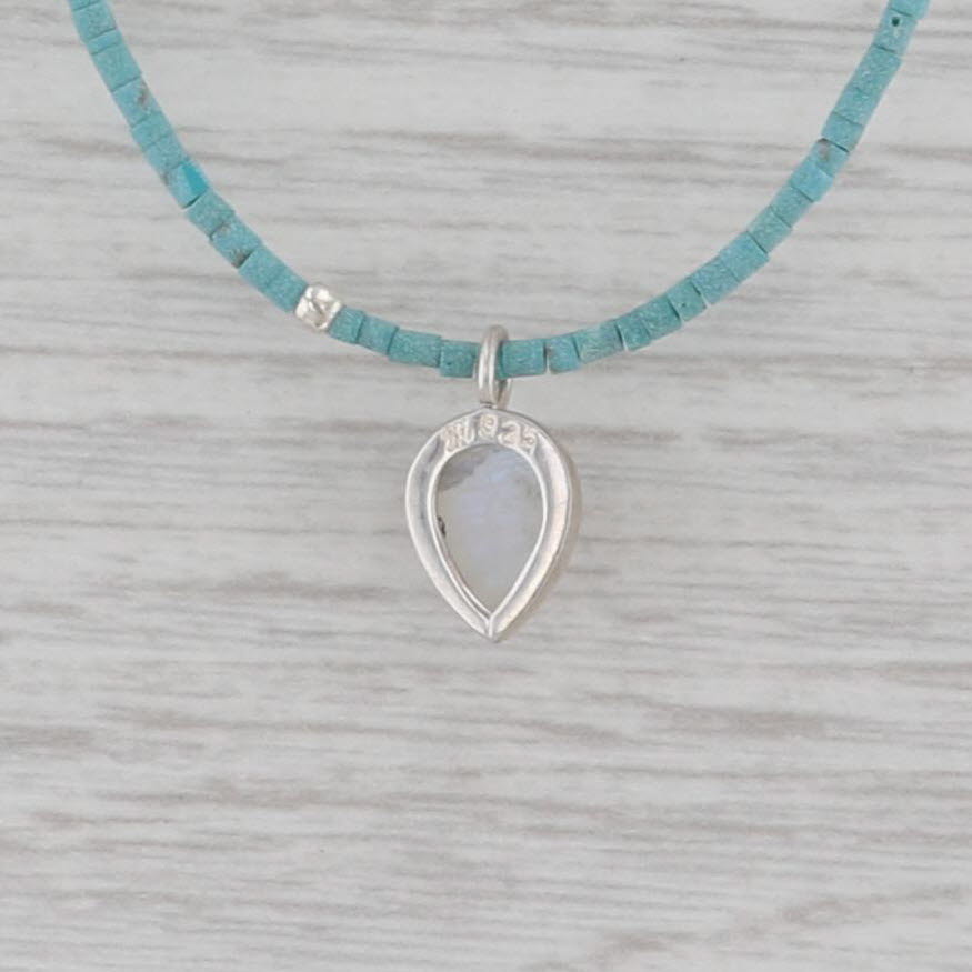 New Nina Wynn Moonstone Pendant Bead Turquoise Lotus Necklace Sterling Silver