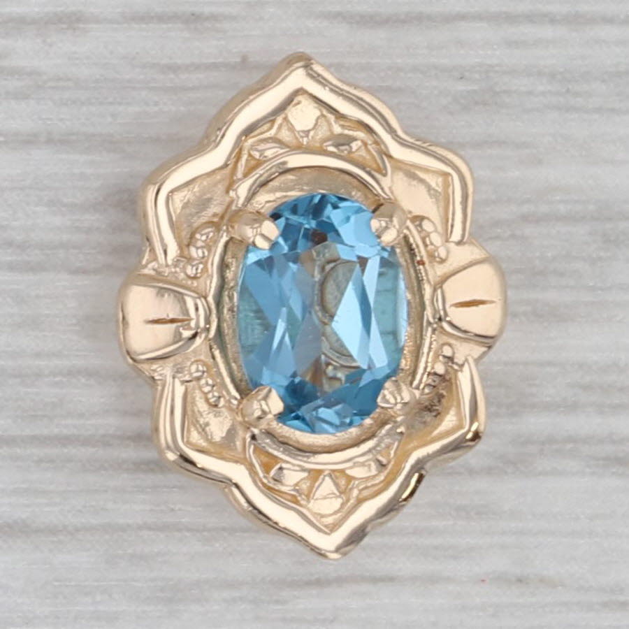 Gray 0.90ct Blue Topaz Solitaire Slide Bracelet Charm 14k Yellow Gold Richard Glatter