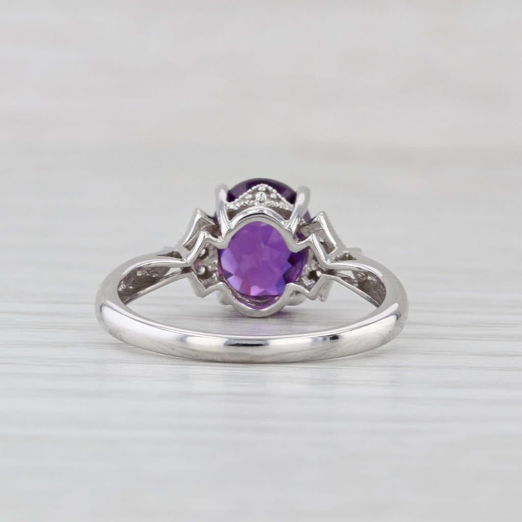 2.68ctw Lab Created Purple Sapphire Diamond Ring 10k White Gold Size 7