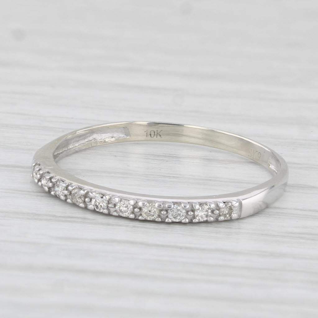 Light Gray 0.12ctw Diamond Wedding Band 10k White Gold Size 8.25 Stackable Ring