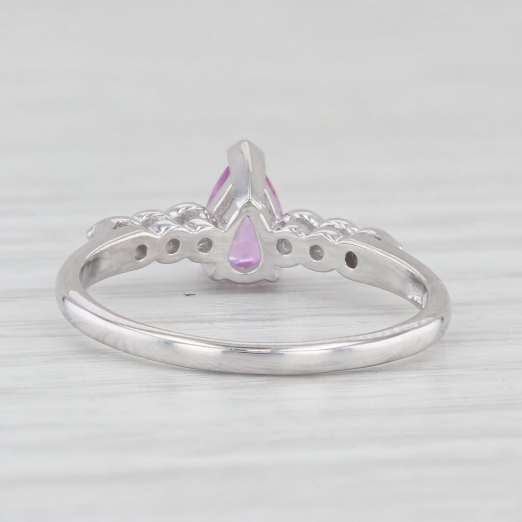 Light Gray 0.56ctw Pink Pear Sapphire Diamond Ring 14k White Gold Size 5.5